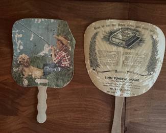 2 OLD HAND FANS 