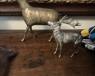 LGE & SMALL BRASS REINDEER 