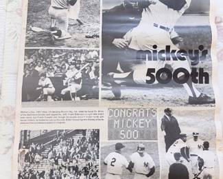 Poster Commemorating Mickey Mantles 500th Home Run 