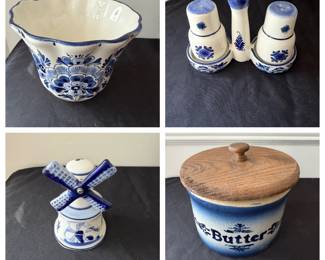 Butter crock, delft windmill