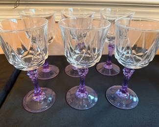 Crystal d arques purple stem glasses 