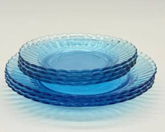 12 VintageForteCrisaAzureBlueGlassPlates