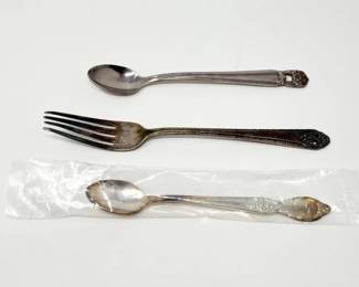 127 VintageSilverwareTwoTeaSpoonsSaladDessertFork