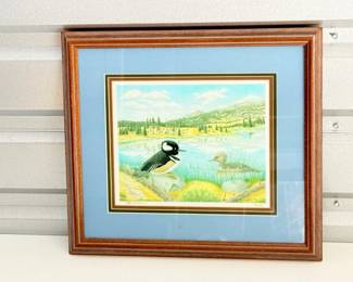 116 JeffNicholsonLimitedEditionPrintHoodedMerganserFramedSigned