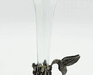 5 VintageStyleHummingbirdCastPewterBudVasewGlassTube