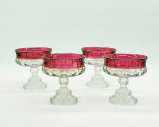 45 VintageTiffinFranciscanKingsCrownRubyFlashedTopRoundCompote