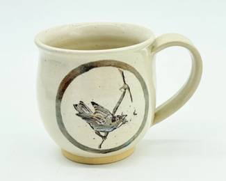 98 CeramicMugwBirdDesignSigned