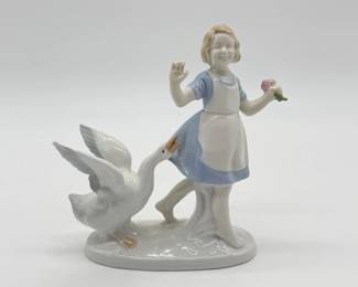 31 VintageCarlScheidigPorcelainGirlwithGooseFigurine