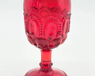 101 VintageLESmithRubyRedMoonStarsWineGlass