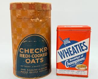 41 VintageCheckerOatsWheatiesContainers