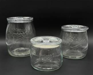 100 MasonCraftMore3PieceGlassBellyCanistersSet