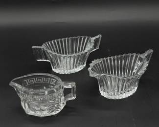 32 VintageHeiseyGlassCreamerSugarBowl