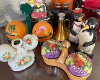 Selection of vintage salt and pepper shakers 