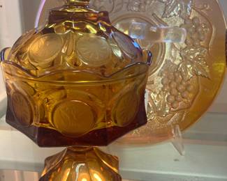 Fostoria amber coin glass 