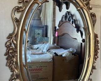 Sirocco-wood mirror with 2 sconces & under shelf