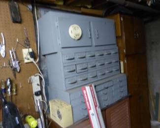 Vintage cabinets, tools, things in drawers