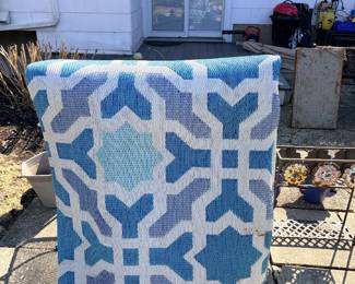 Outdoor area rug, misc. garage items