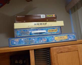 Sofa, rocking chair, desk & chair, (printer "NOT FOR SALE"), file cabinet, area rug, lots of collectibles