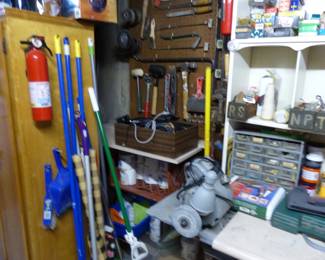 Vintage cabinets, tools, things in drawers