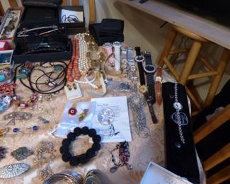 Lots of costume jewelry & watches