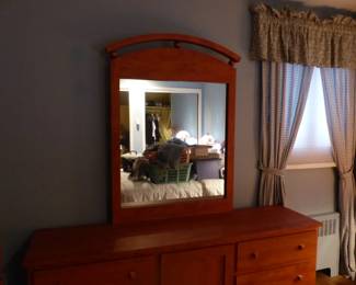 Queen size bedroom set (bedding "NOT FOR SALE"), pair of lamps