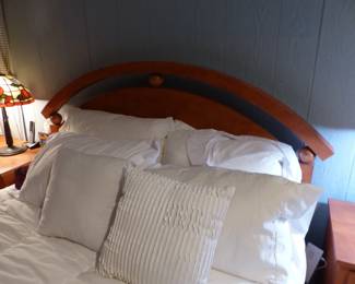 Queen size bedroom set (bedding "NOT FOR SALE"), pair of lamps