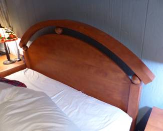 Queen size bedroom set (bedding "NOT FOR SALE"), pair of lamps