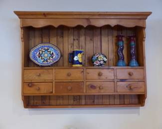 Vintage hanging display wall shelf, bric-a-brac