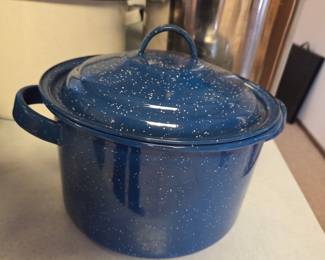Blue Speckled Enamelware Stock Pot with Lid by IMUSA