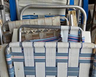 Vintage Aluminum Webbed Folding Lawn Chairs