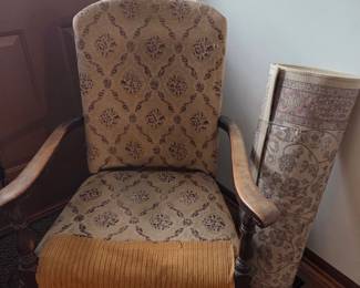 Antique Morris Chair with Floral Brocade