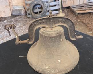 Antique Cast Iron C.S. Bell & Co. No. 2 School Bell with Yoke and Striker