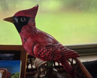 Hand Carved Wooden Northern Cardinal Figurine