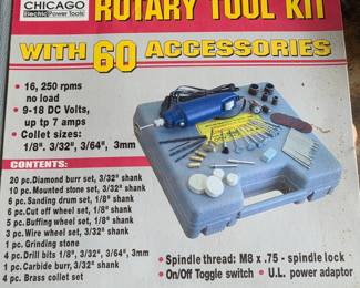 Chicago Electric Power Tools Rotary Tool Kit with 60 Accessories