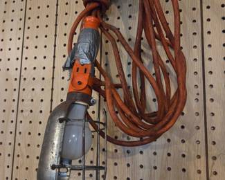 Vintage Industrial Trouble Light with Orange Cord and Metal Guard