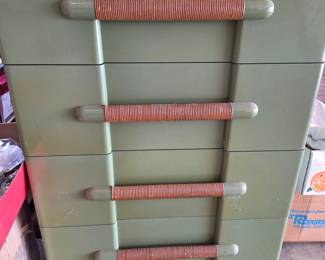 Mid-Century Modern Green Metal Dresser/Chest of Drawers