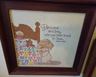Precious Moments "Blessed are they who put their trust in God" Cross-Stitch Artwork