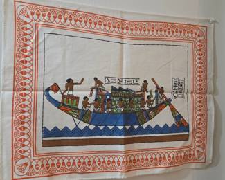 Ancient Egyptian Nile River Boat Textile Art