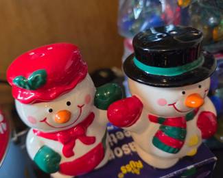 Russ "Happy & Merry" Snowman Salt and Pepper Shakers