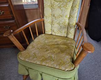 Vintage Skirted Rocking Chair with Floral Brocade Fabric