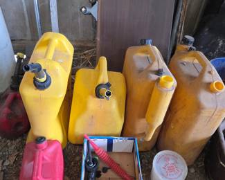 Assorted Plastic Gasoline Cans (including No-Spill models)