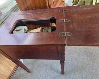 Antique Wooden Sewing Machine Cabinet with Motor