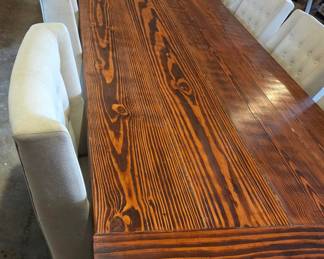 Farmhouse Dining Table with Upholstered Chairs