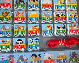 Wooden Alphabet Train Beads with String