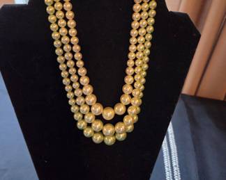 Triple-Strand Faux Pearl Necklace