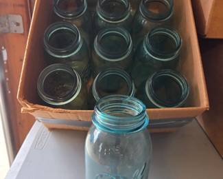 Ball "Perfect Mason" Blue Glass Canning Jars
