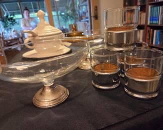 Sterling Silver Weighted Compote and Tumblers Set