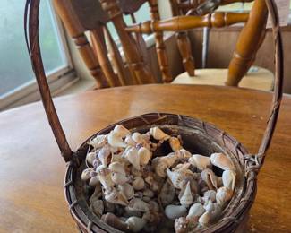 Woven Basket with Assorted Seashells