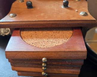 Vintage Wooden Coaster Set with Holder