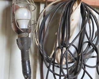 Vintage Industrial Cage Work Light with Belden Extension Cord